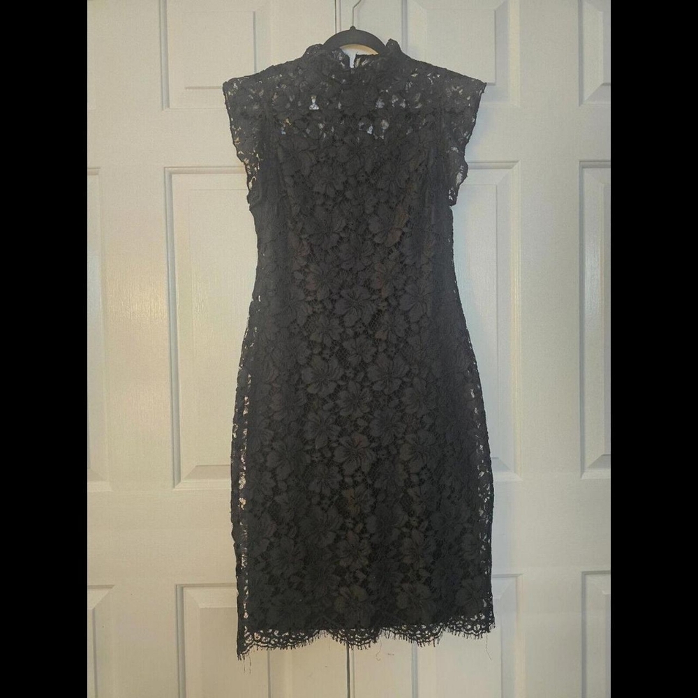 Enfocus Studio Women's Black Floral Lace Dress